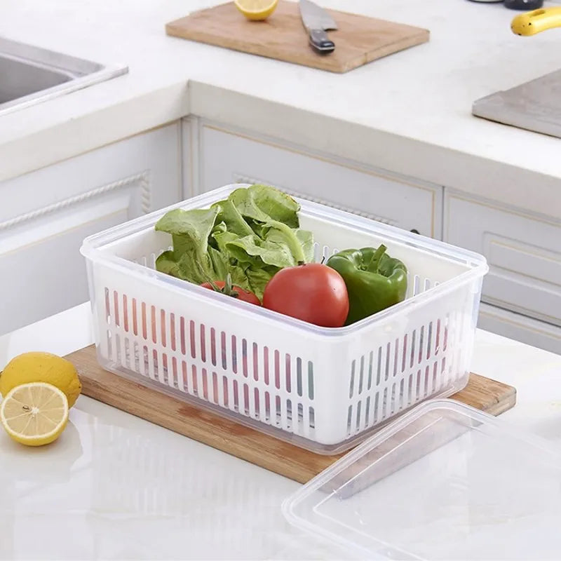 Organizador de refrigerador frutas e saladas frescas