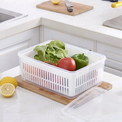 Organizador para refrigerador, caja de almacenamiento para frigorífico, cajas de frutas y verduras frescas, escurridor, contenedores de almacenamiento, despensa, organizador de cocina