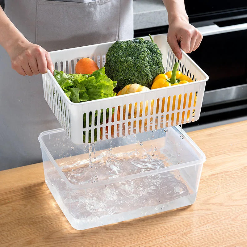 Organizador para refrigerador, caja de almacenamiento para frigorífico, cajas de frutas y verduras frescas, escurridor, contenedores de almacenamiento, despensa, organizador de cocina