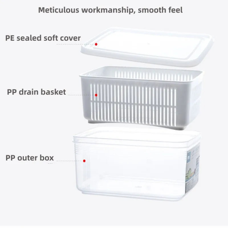 Organizador para refrigerador, caja de almacenamiento para frigorífico, cajas de frutas y verduras frescas, escurridor, contenedores de almacenamiento, despensa, organizador de cocina