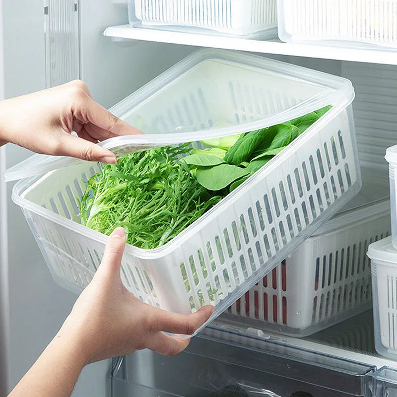 Organizador de refrigerador frutas e saladas frescas