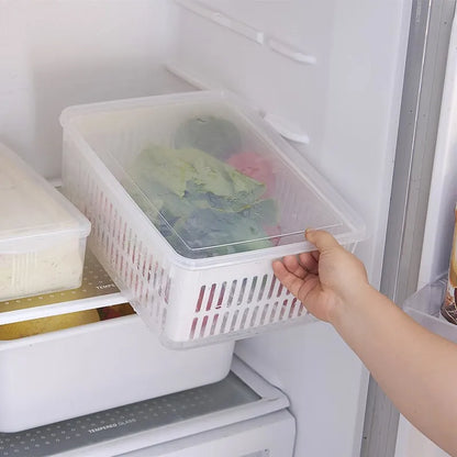 Organizador para refrigerador, caja de almacenamiento para frigorífico, cajas de frutas y verduras frescas, escurridor, contenedores de almacenamiento, despensa, organizador de cocina