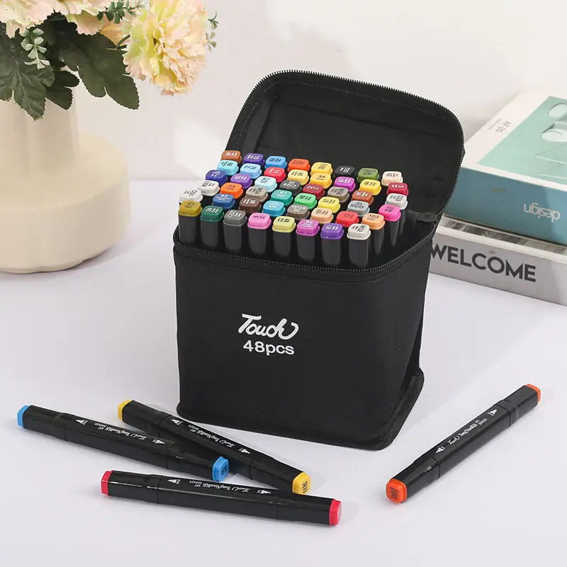 24/48/80 Colors Oily Art Marker Pen Set for Draw Double Headed Sketching Oily Tip Based Markers Graffiti Manga School Art Suppli