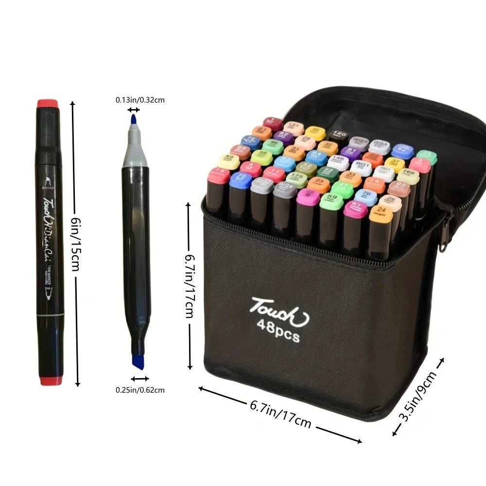 24/48/80 Colors Oily Art Marker Pen Set for Draw Double Headed Sketching Oily Tip Based Markers Graffiti Manga School Art Suppli