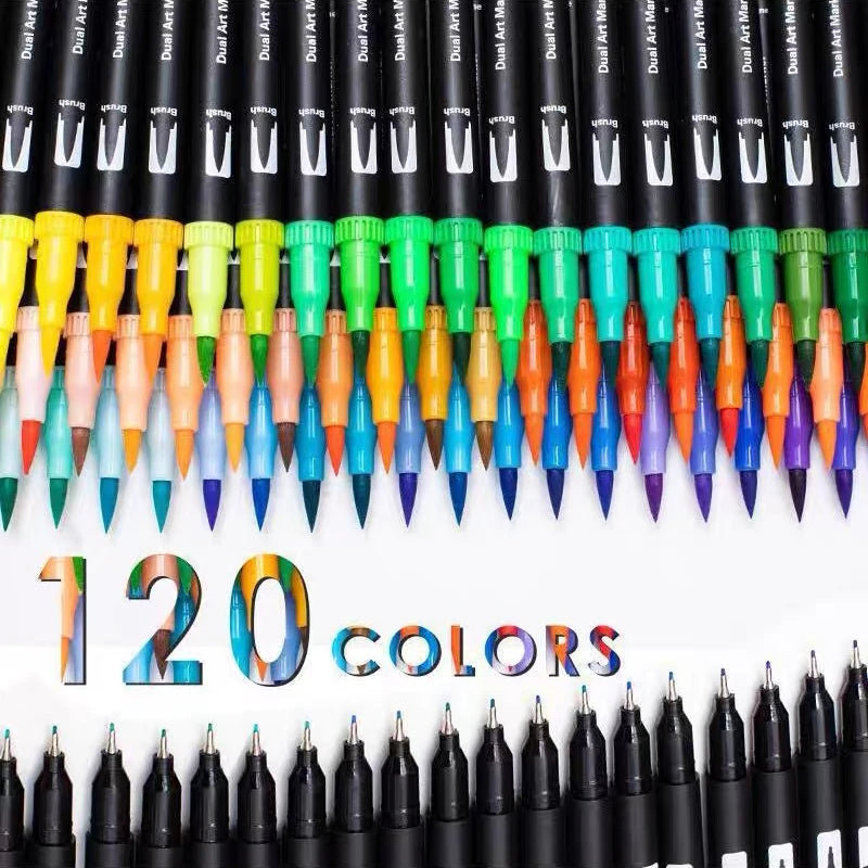 72/100/120/168Colors Markers Set Double Ended Manga Art Brush Pen Set ChildrenSchool Accessories Art Supplies Drawing Stationery